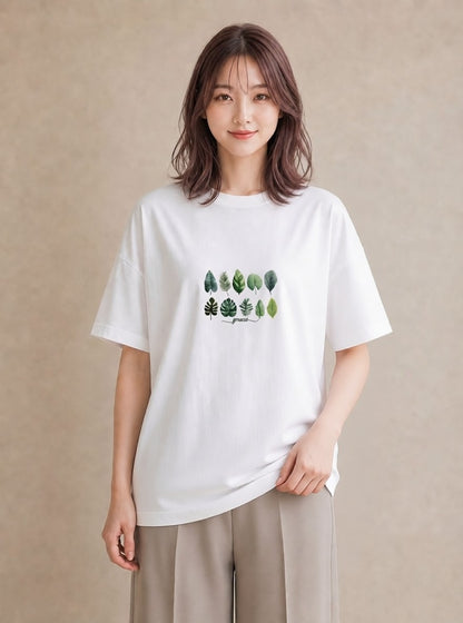 Tシャツ レディース モンステラ 植物 ボタニカル イラスト きれいめカジュアル 部屋着 女性向けギフト 白T YMAZO