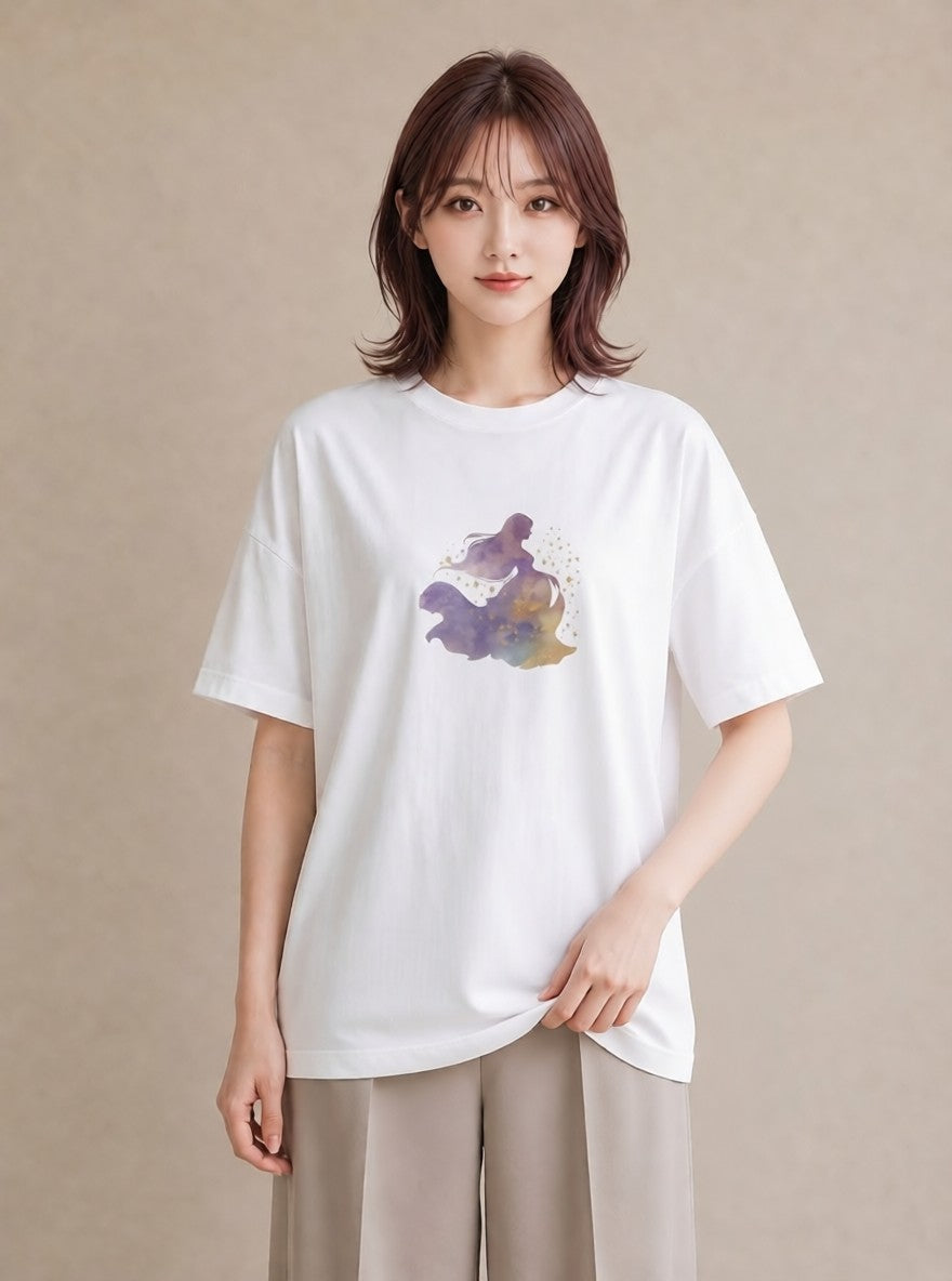 Tシャツ レディース 牡牛座 星空 宇宙 イラスト シンプル 親子 20代 白T YMAZO