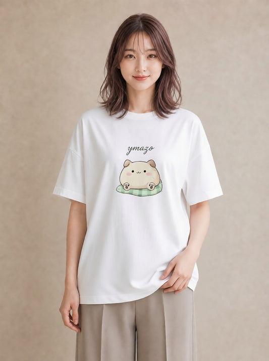半袖Tシャツ レディース ニャンコ 猫 ねこ イラスト ボタニカル 週末コーデ 敬老の日 白T YMAZO