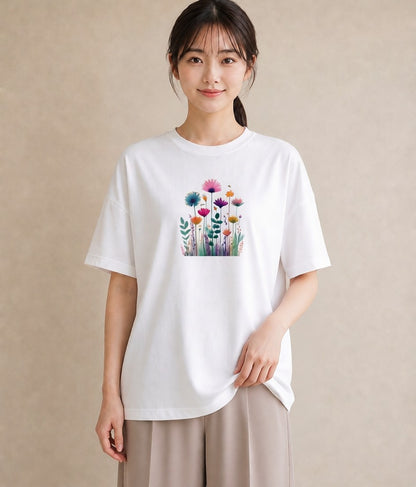 プリントTシャツ レディース たんぽぽ 花 花柄 イラスト 休日コーデ 友達ギフト 部屋着 白T YMAZO