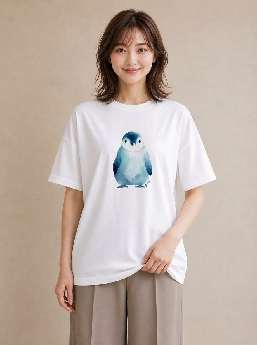 プリントTシャツ レディース シロフクロウ 動物 アニマル イラスト 手描き風 敬老の日 ホワイトデー 白T YMAZO