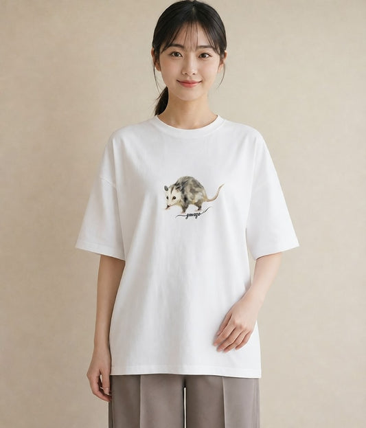 デザインTシャツ レディース デグー ペット 動物 イラスト シンプル 敬老の日 ホワイトデー 白T YMAZO