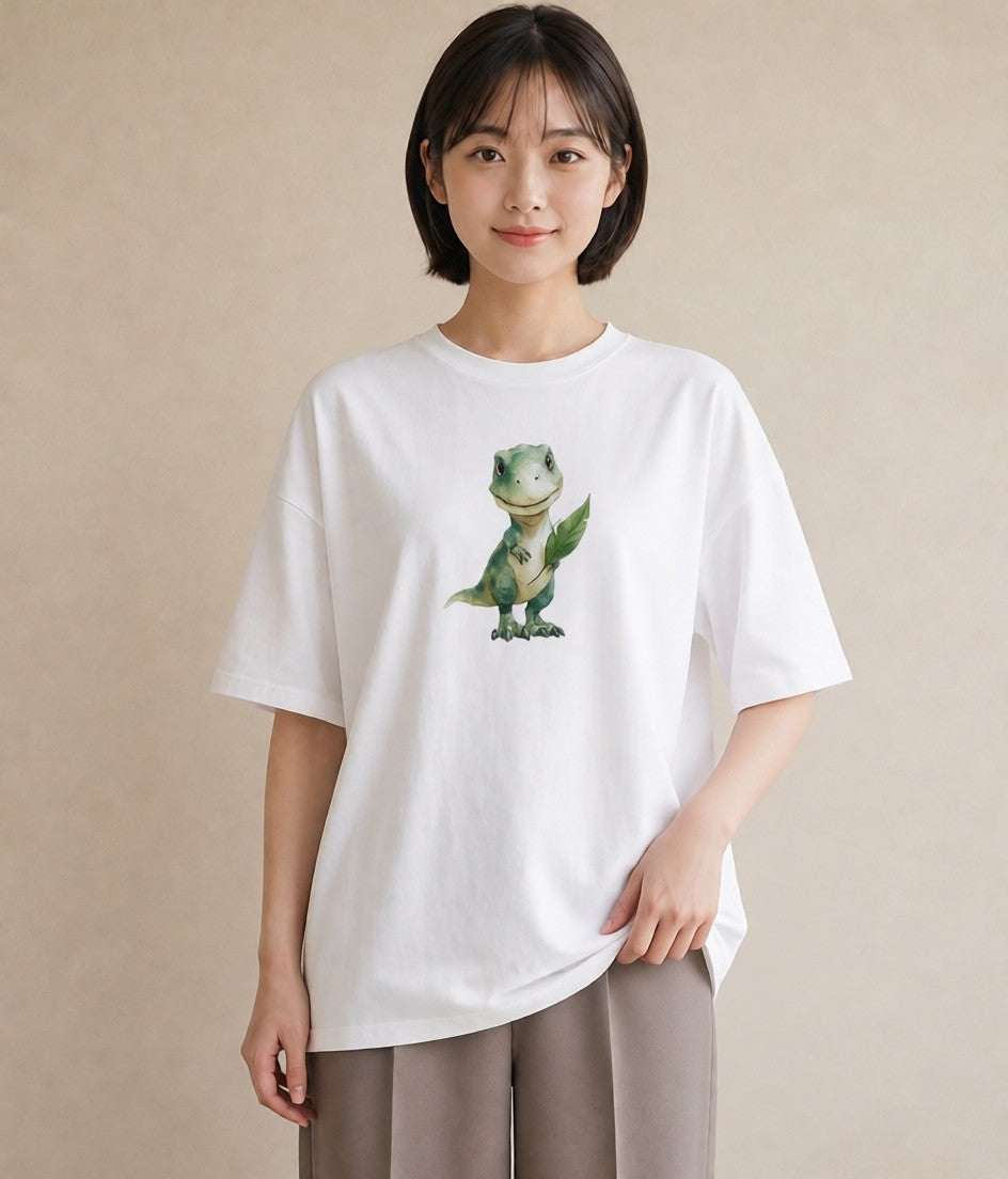 半袖Tシャツ レディース ヤモリ ペット 動物 イラスト お洒落 自分用 ルームウェア 白T YMAZO