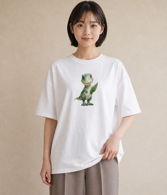 半袖Tシャツ レディース ヤモリ ペット 動物 イラスト お洒落 自分用 ルームウェア 白T YMAZO