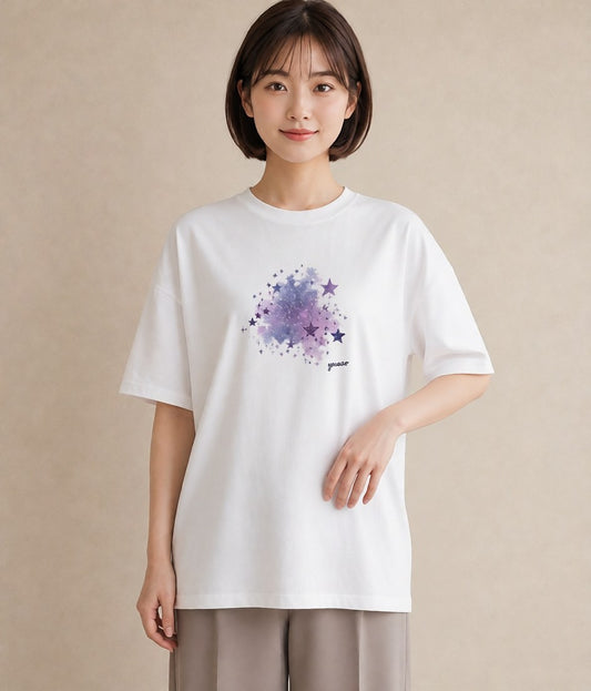 グラフィックTシャツ レディース 水瓶座 星空 宇宙 イラスト レトロ 部屋着 女性向けギフト 白T YMAZO