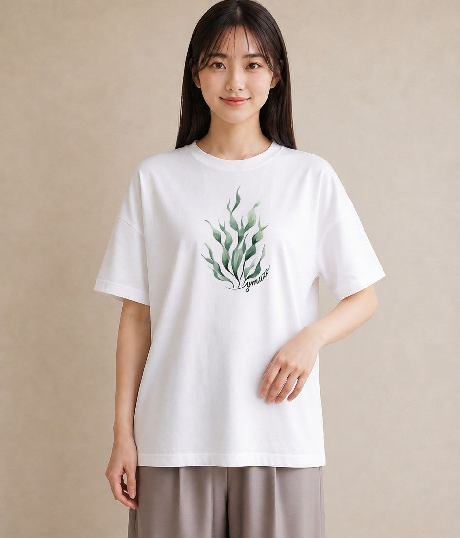 デザインTシャツ レディース 芝生 植物 ボタニカル イラスト レトロ 女性 旅行用 白T YMAZO