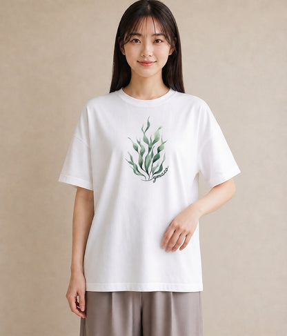 デザインTシャツ レディース 芝生 植物 ボタニカル イラスト レトロ 女性 旅行用 白T YMAZO