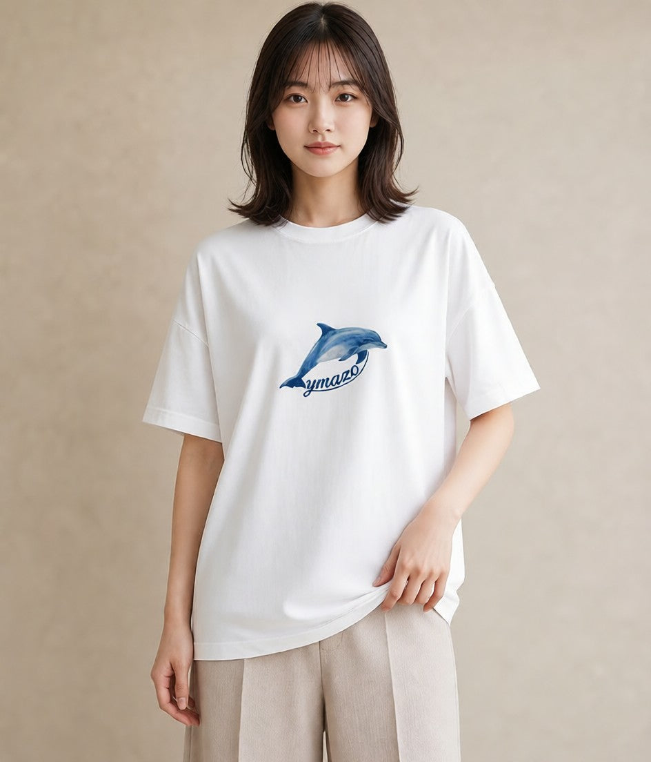 Tシャツ レディース サメ 海の生き物 海 イラスト 旅行コーデ 春コーデ 姉妹 白T YMAZO