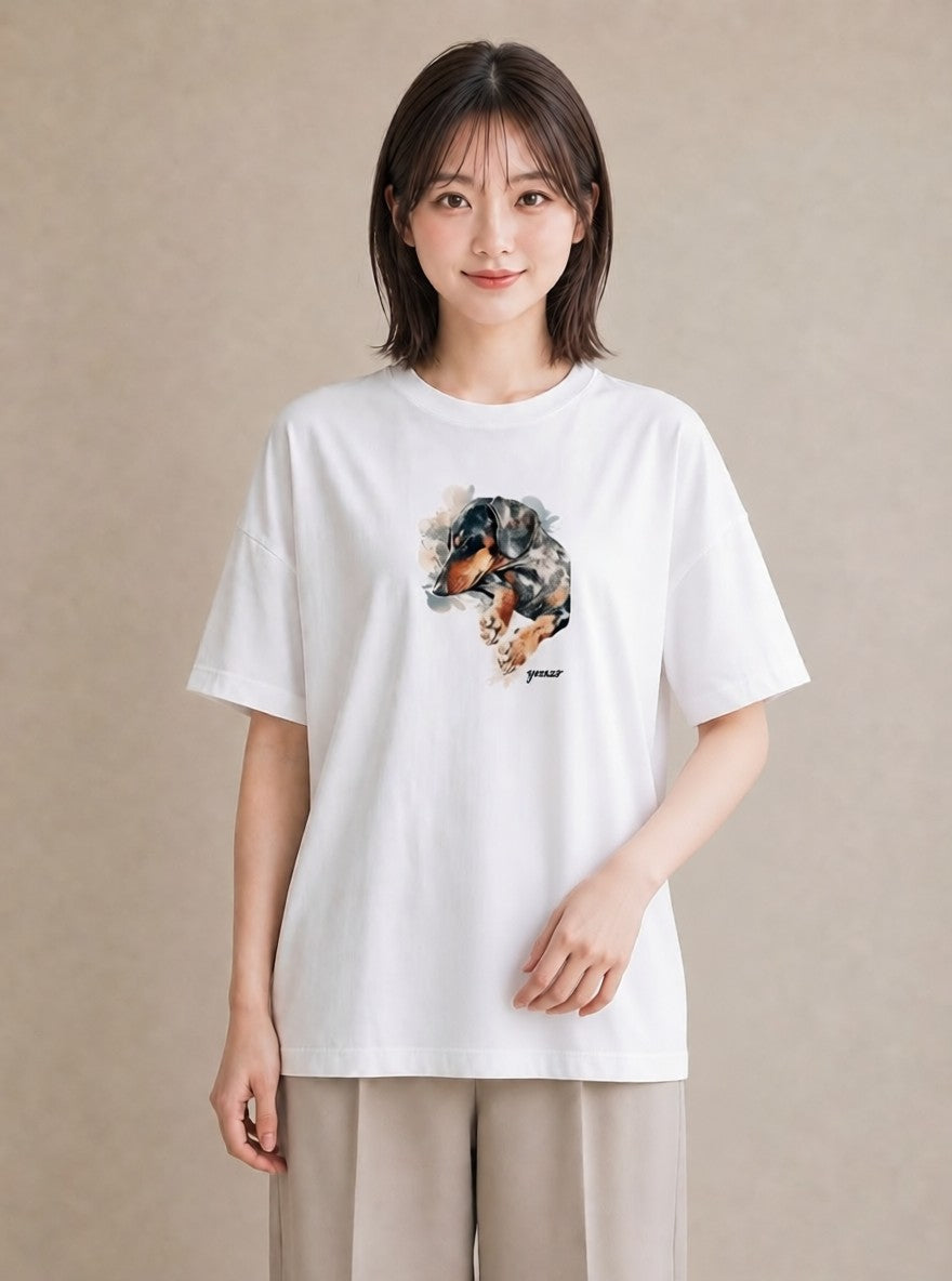 半袖Tシャツ レディース 愛犬 犬 いぬ イラスト 抜け感 姉妹 送別ギフト 白T YMAZO