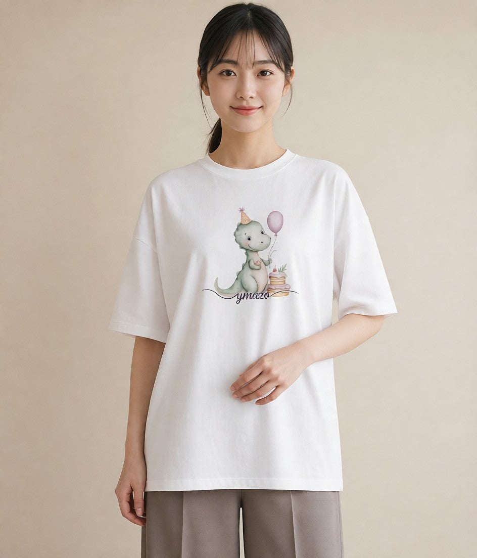 グラフィックTシャツ レディース カバ 動物 アニマル イラスト カフェコーデ 買い物 夏コーデ 白T YMAZO