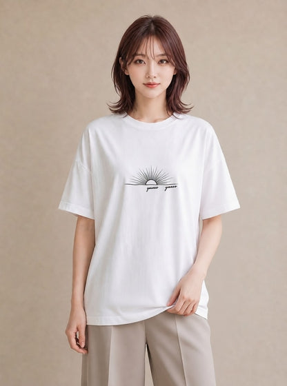 Tシャツ レディース 海 リゾート 夏 イラスト レトロ 週末コーデ 敬老の日 白T YMAZO
