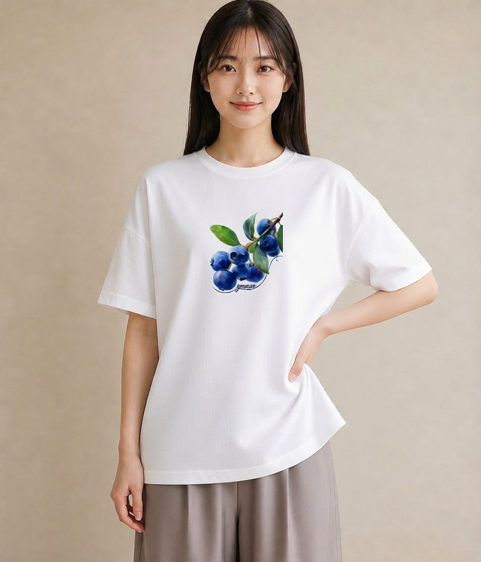 半袖Tシャツ レディース 木の実 植物 ボタニカル イラスト 手描き風 散歩 お出かけ 白T YMAZO