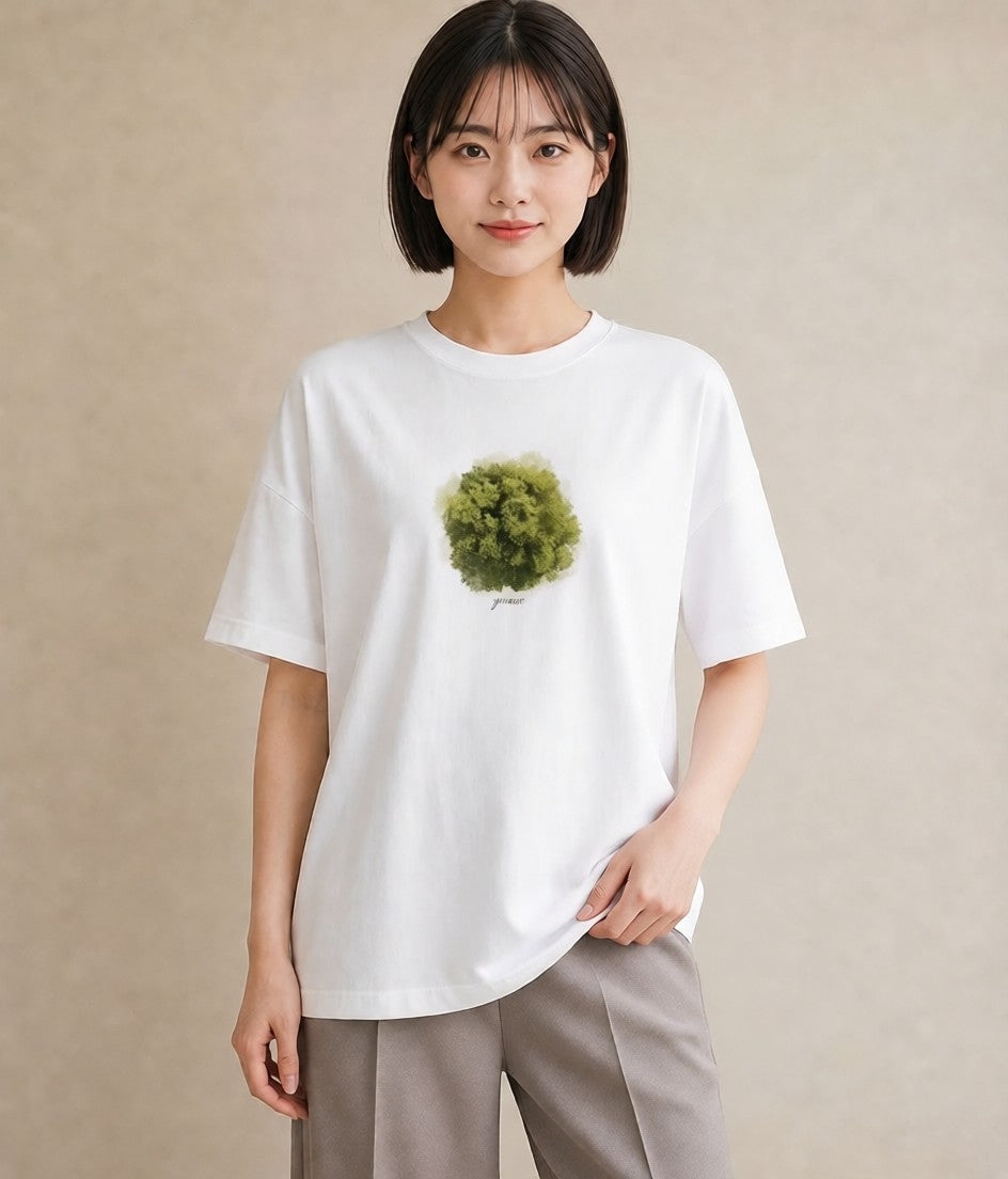 Tシャツ レディース 木 植物 ボタニカル イラスト レトロ レイヤード 友達ギフト 白T YMAZO