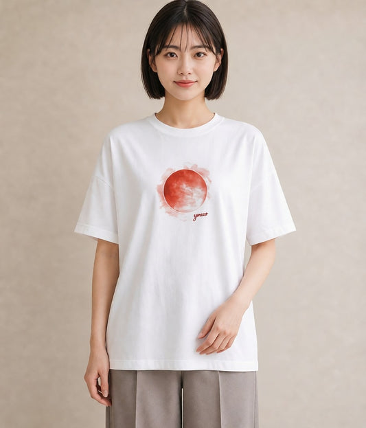 デザインTシャツ レディース 満月 星空 宇宙 イラスト ガーリー ルームウェア ギフト 白T YMAZO