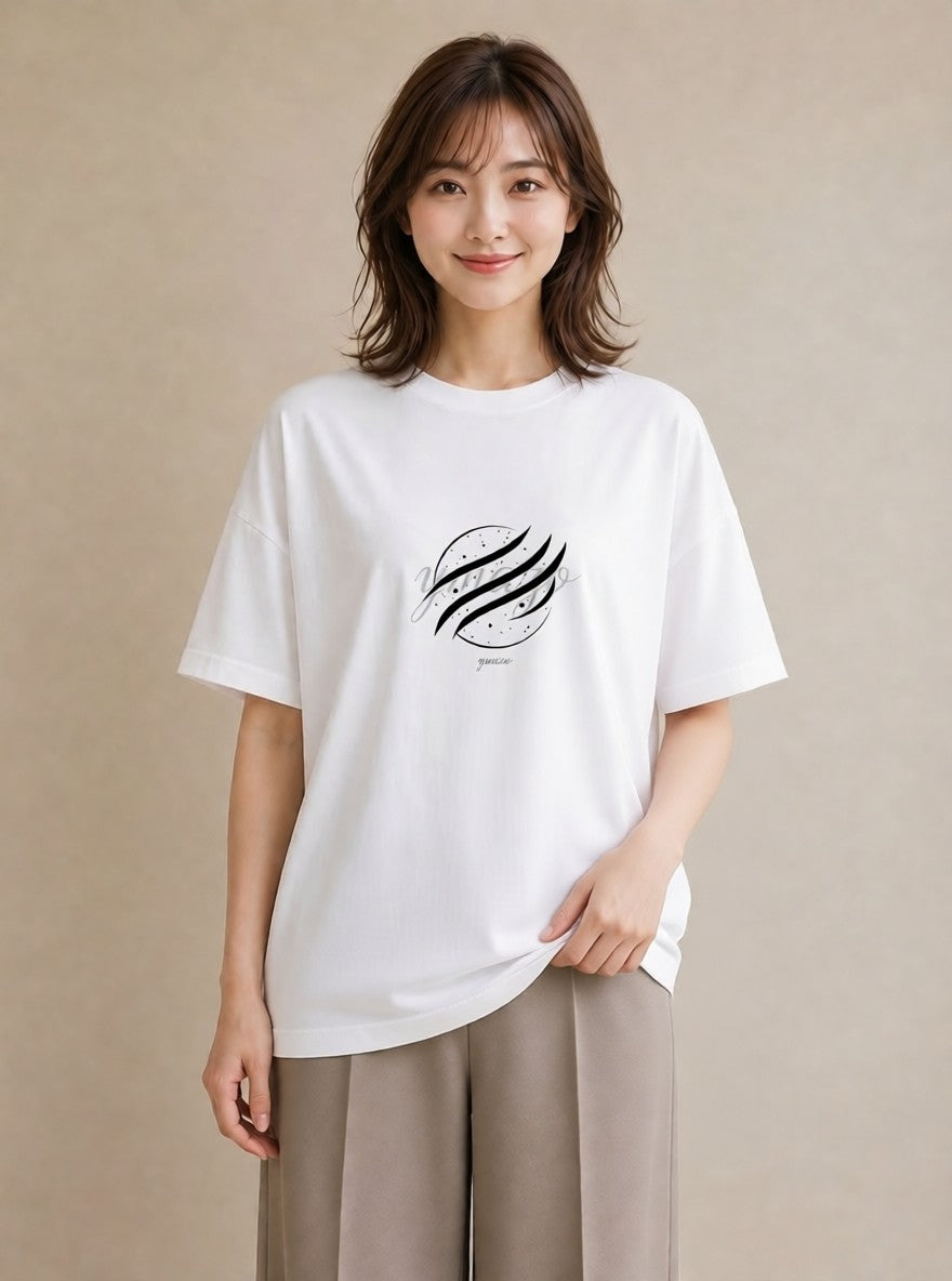 グラフィックTシャツ レディース 手鏡 アンティーク レトロ ナチュラル イラスト ニュアンス 社会人 女性 白T YMAZO