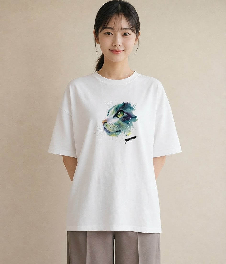 Tシャツ レディース 猫好き 猫 ねこ イラスト こなれ感 女子会 お揃い 白T YMAZO