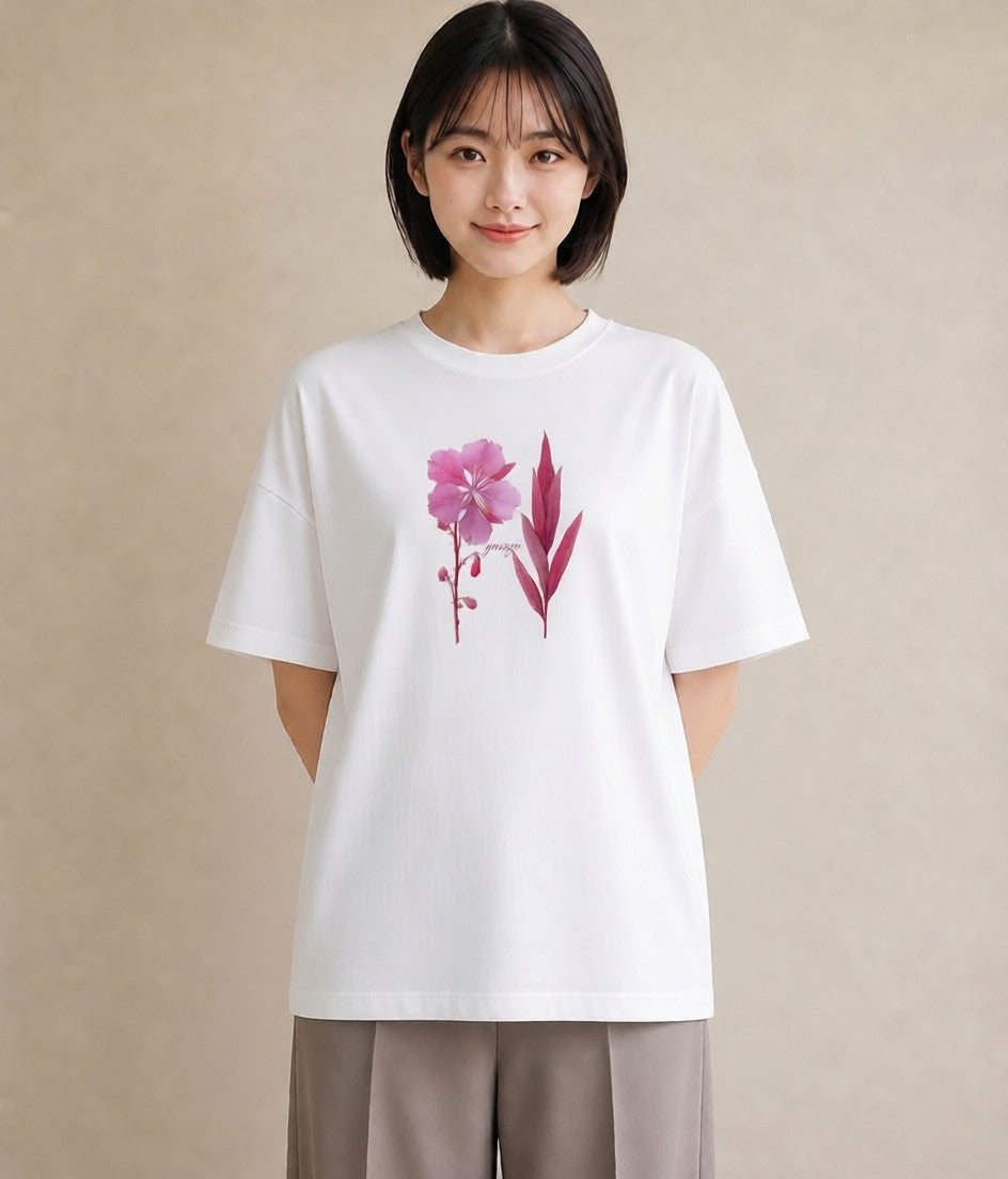 デザインTシャツ レディース ポスト 野の花 レトロ ナチュラル アンティーク イラスト モード 女子会 お揃い 白T YMAZO