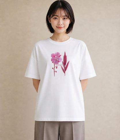 デザインTシャツ レディース ポスト 野の花 レトロ ナチュラル アンティーク イラスト モード 女子会 お揃い 白T YMAZO