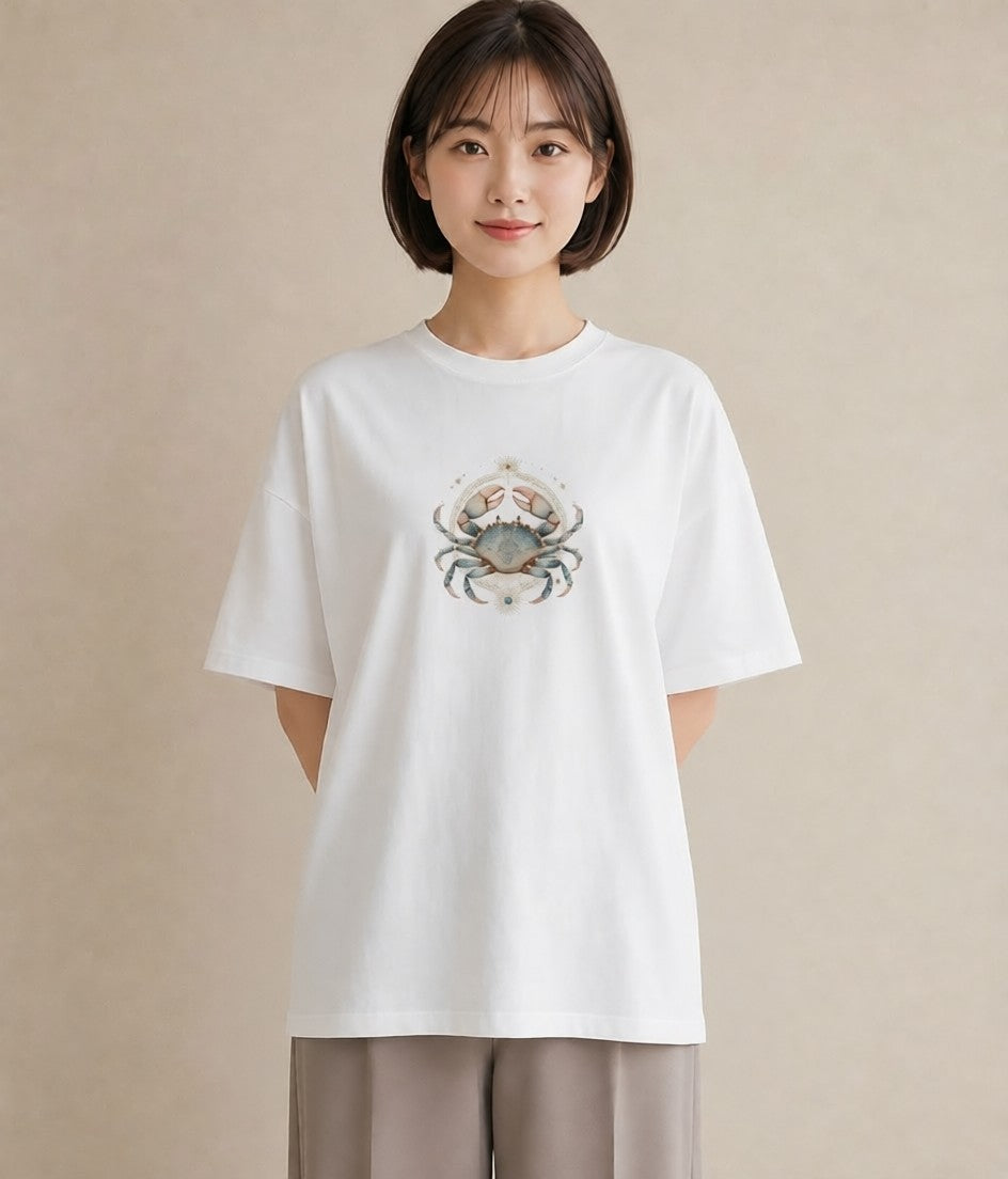 Tシャツ レディース 山羊座 星空 宇宙 イラスト こなれ感 20代 カジュアルコーデ 白T YMAZO