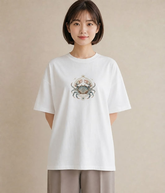 Tシャツ レディース 山羊座 星空 宇宙 イラスト こなれ感 20代 カジュアルコーデ 白T YMAZO