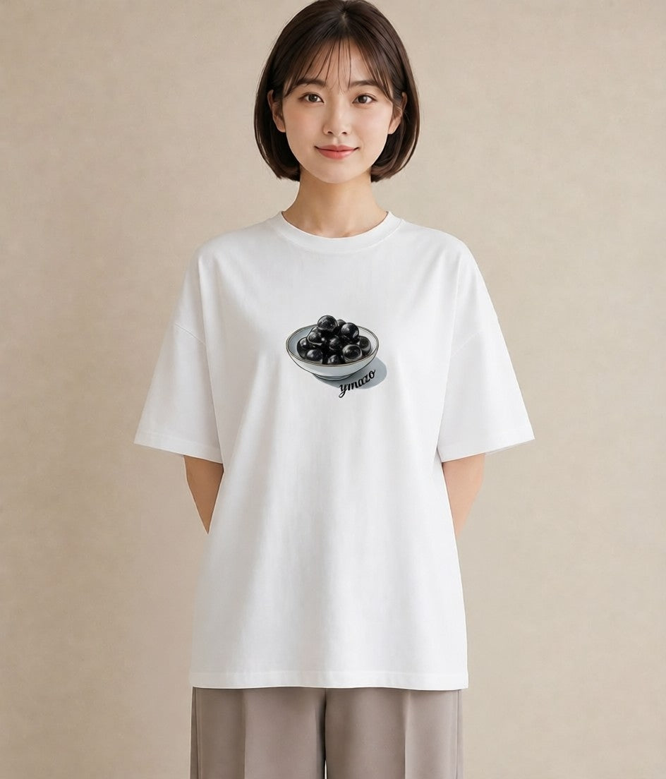 Tシャツ レディース ブルーベリー 食べ物 フード イラスト 淡色 女性向けギフト 散歩 白T YMAZO