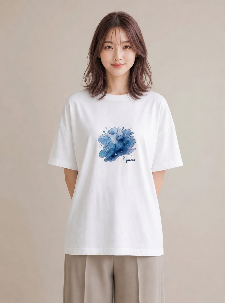 Tシャツ レディース 山羊座 星空 宇宙 イラスト お洒落 普段着 週末コーデ 白T YMAZO