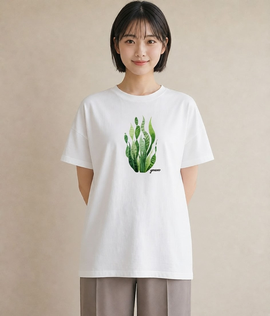 プリントTシャツ レディース シダ 植物 ボタニカル イラスト 可愛い 母の日 ビーチ 白T YMAZO