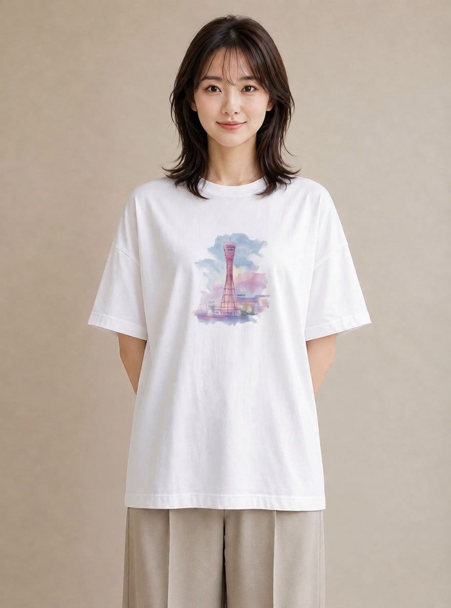 デザインTシャツ レディース 灯台 霧 海 ナチュラル アンティーク イラスト こなれ感 部屋着 女性向けギフト 白T YMAZO