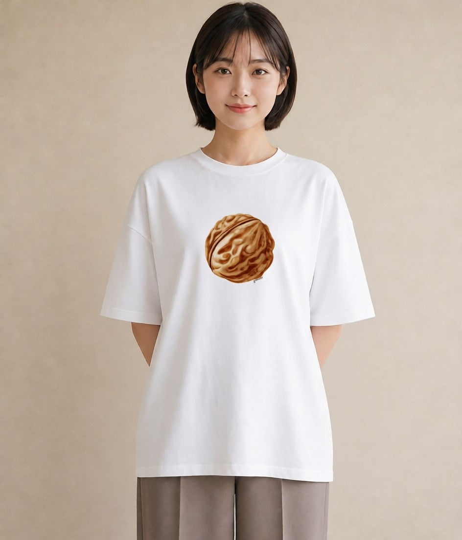 Tシャツ レディース どんぐり 植物 ボタニカル イラスト ラフ 春服 ミセス 白T YMAZO