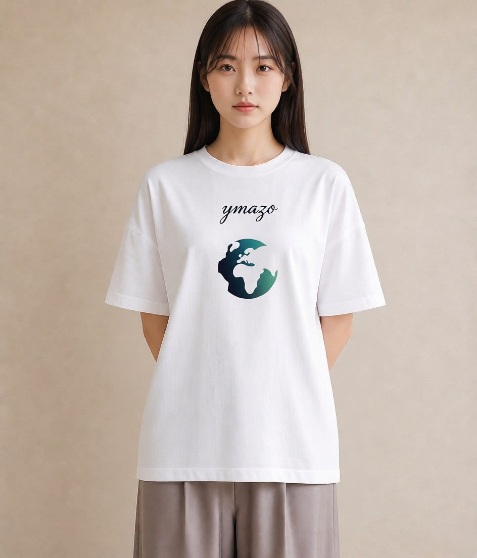 Tシャツ レディース 地球 星空 宇宙 イラスト 水彩風 秋コーデ おしゃれギフト 白T YMAZO