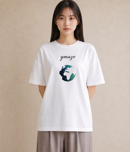Tシャツ レディース 地球 星空 宇宙 イラスト 水彩風 秋コーデ おしゃれギフト 白T YMAZO