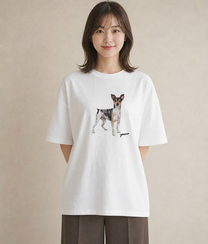 プリントTシャツ レディース 保護犬 犬 いぬ イラスト きれいめ デイリーウェア 休日 白T YMAZO