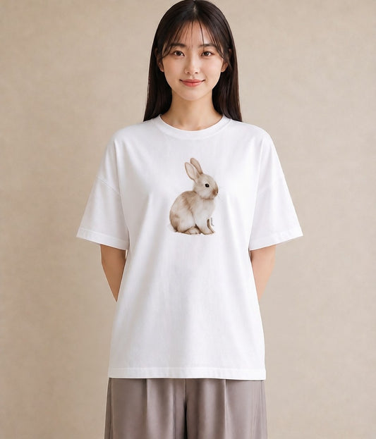 グラフィックTシャツ レディース うさちゃん ペット 動物 イラスト シンプル 旅行 母娘コーデ 白T YMAZO