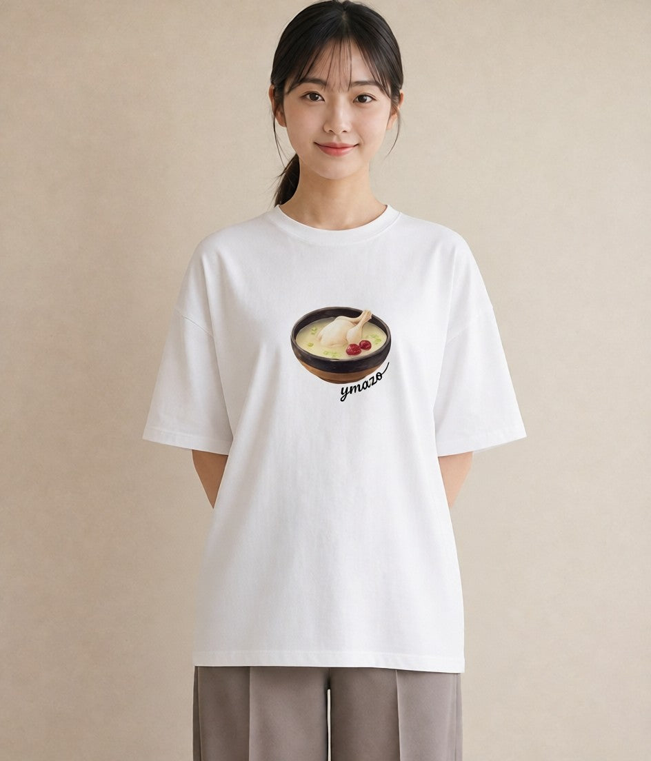 デザインTシャツ レディース あんみつ 食べ物 フード イラスト 線画 お出かけ 普段着 白T YMAZO