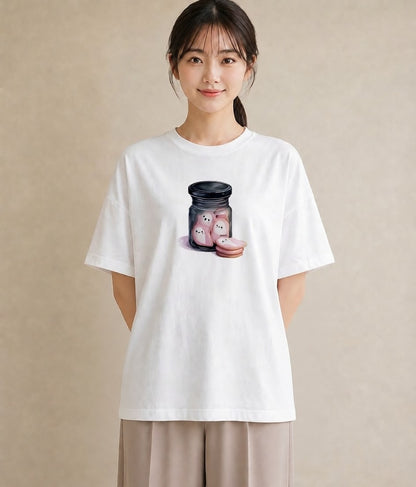 グラフィックTシャツ レディース ドーナツ 食べ物 フード イラスト 普段使い 週末コーデ 敬老の日 白T YMAZO