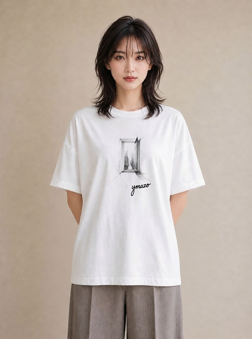 Tシャツ レディース 窓辺の椅子 窓辺 椅子 ナチュラル アンティーク イラスト お洒落 ギフト 母の日 白T YMAZO