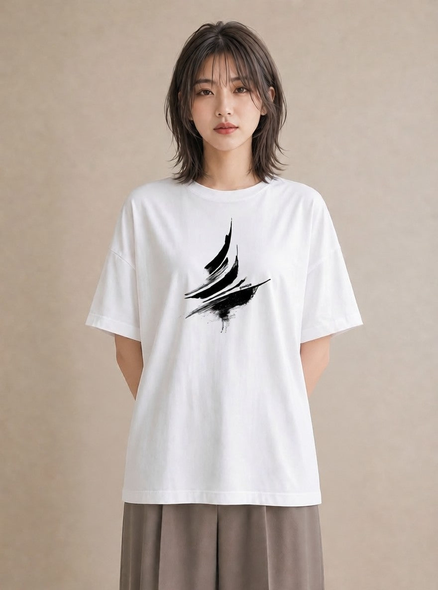 グラフィックTシャツ レディース 紙の船 水辺 ナチュラル アンティーク イラスト カジュアル 母の日 ビーチ 白T YMAZO