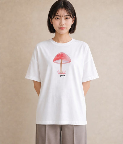 プリントTシャツ レディース 傘 水たまり 雨 ナチュラル アンティーク イラスト ガーリー デート 帰省 白T YMAZO