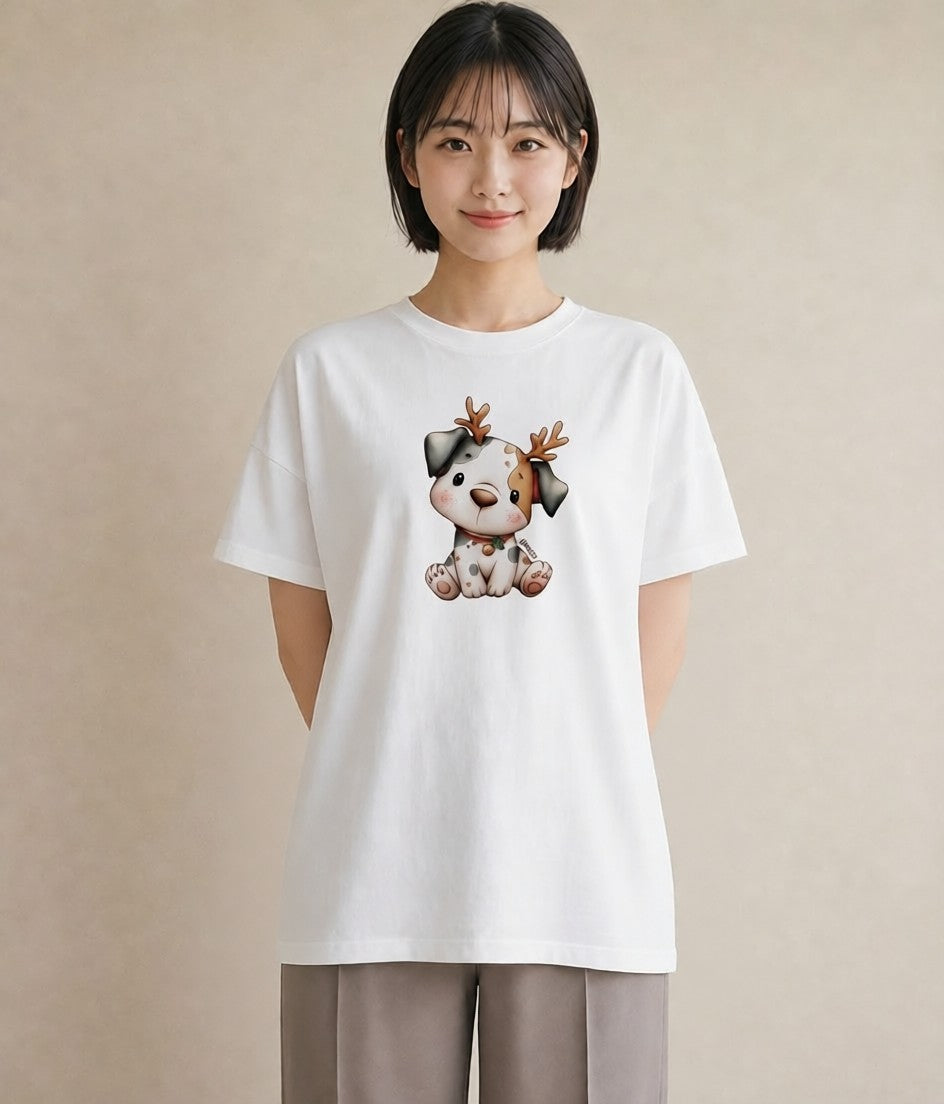 Tシャツ レディース 犬好き 犬 いぬ イラスト 水彩風 カフェ巡り 女子会 白T YMAZO
