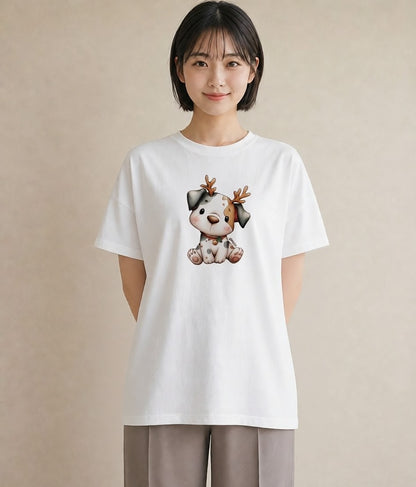 Tシャツ レディース 犬好き 犬 いぬ イラスト 水彩風 カフェ巡り 女子会 白T YMAZO