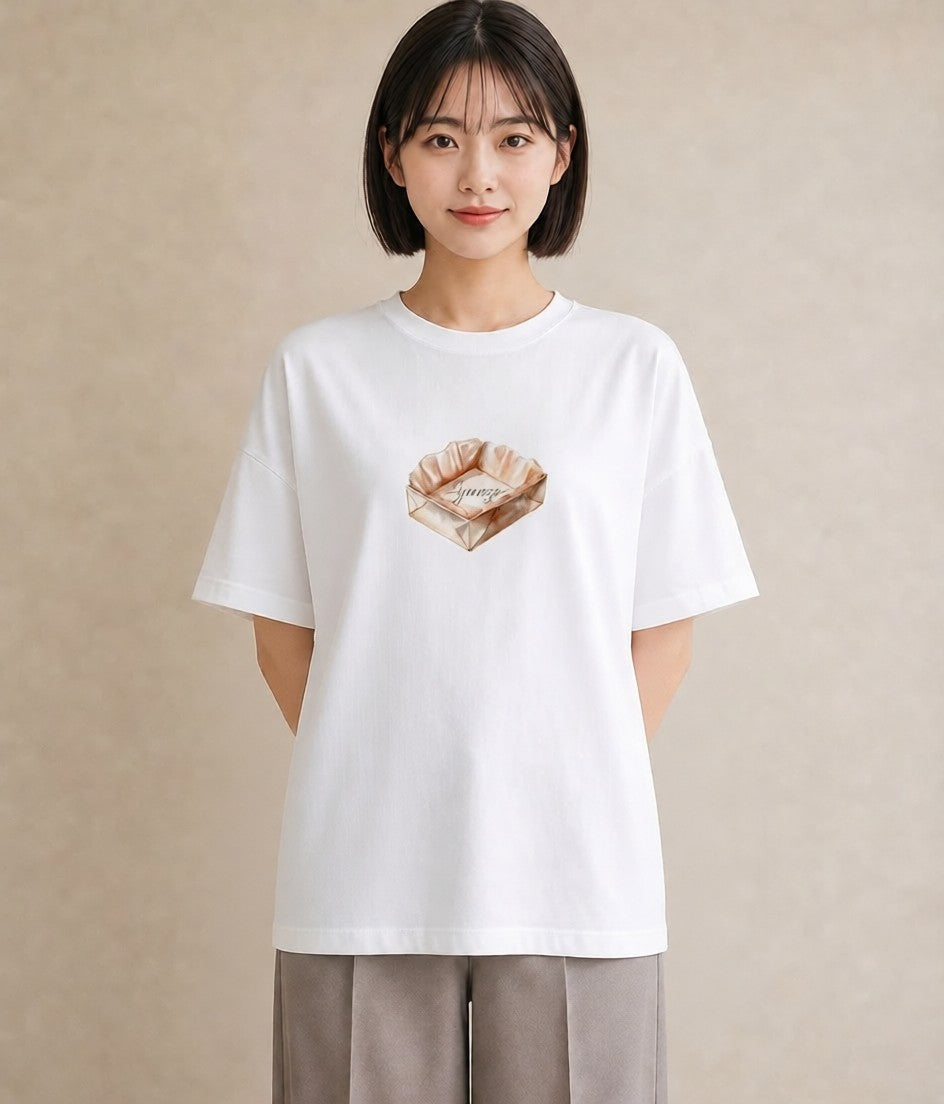 Tシャツ レディース パン 食べ物 フード イラスト きれいめ 20代 カジュアルコーデ 白T YMAZO