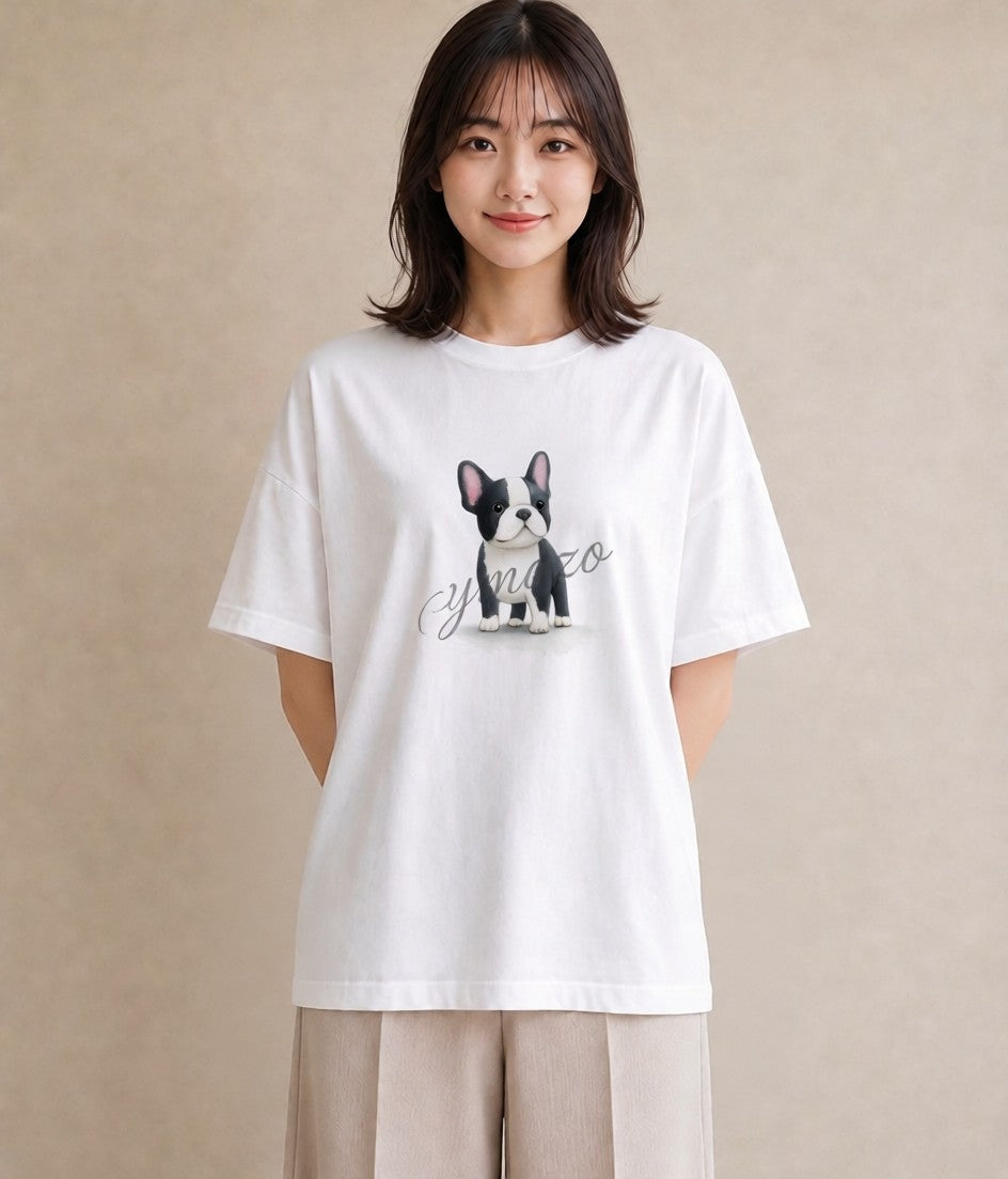 半袖Tシャツ レディース わんこ 犬 いぬ イラスト 旅行コーデ 通学 誕生日プレゼント 白T YMAZO
