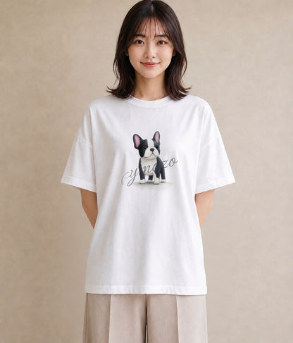 半袖Tシャツ レディース わんこ 犬 いぬ イラスト 旅行コーデ 通学 誕生日プレゼント 白T YMAZO