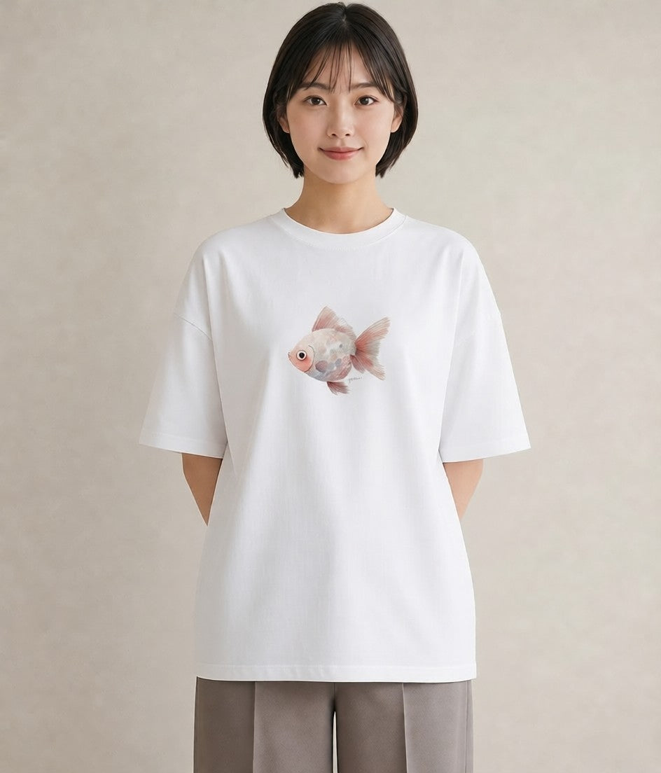 デザインTシャツ レディース メダカ ペット 動物 イラスト 春コーデ 姉妹 白T YMAZO