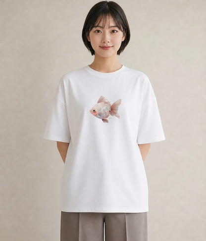 デザインTシャツ レディース メダカ ペット 動物 イラスト 春コーデ 姉妹 白T YMAZO