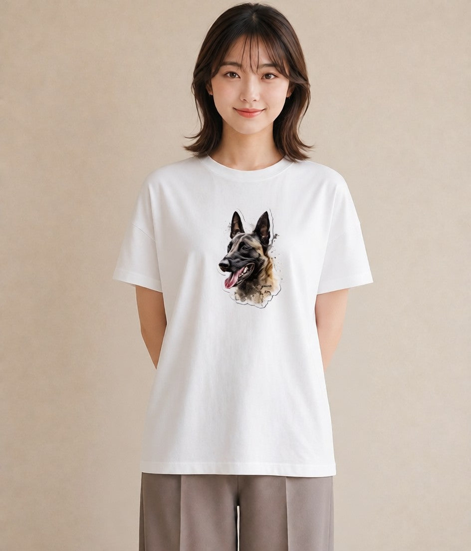 Tシャツ レディース ジャーマンシェパード 犬 いぬ イラスト 韓国風 敬老の日 ホワイトデー 白T YMAZO