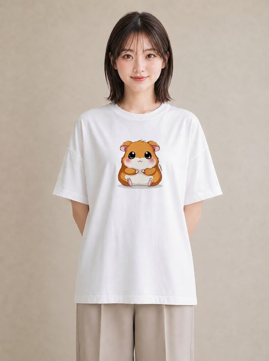 Tシャツ レディース ロボロフスキー ペット 動物 イラスト ゆるかわ デイリーウェア 休日 白T YMAZO