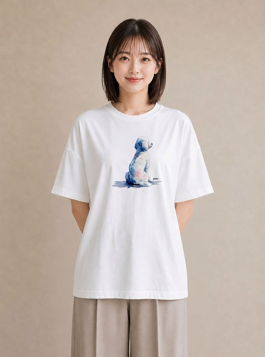 デザインTシャツ レディース 保護犬 犬 いぬ イラスト ボタニカル 在宅 公園 白T YMAZO