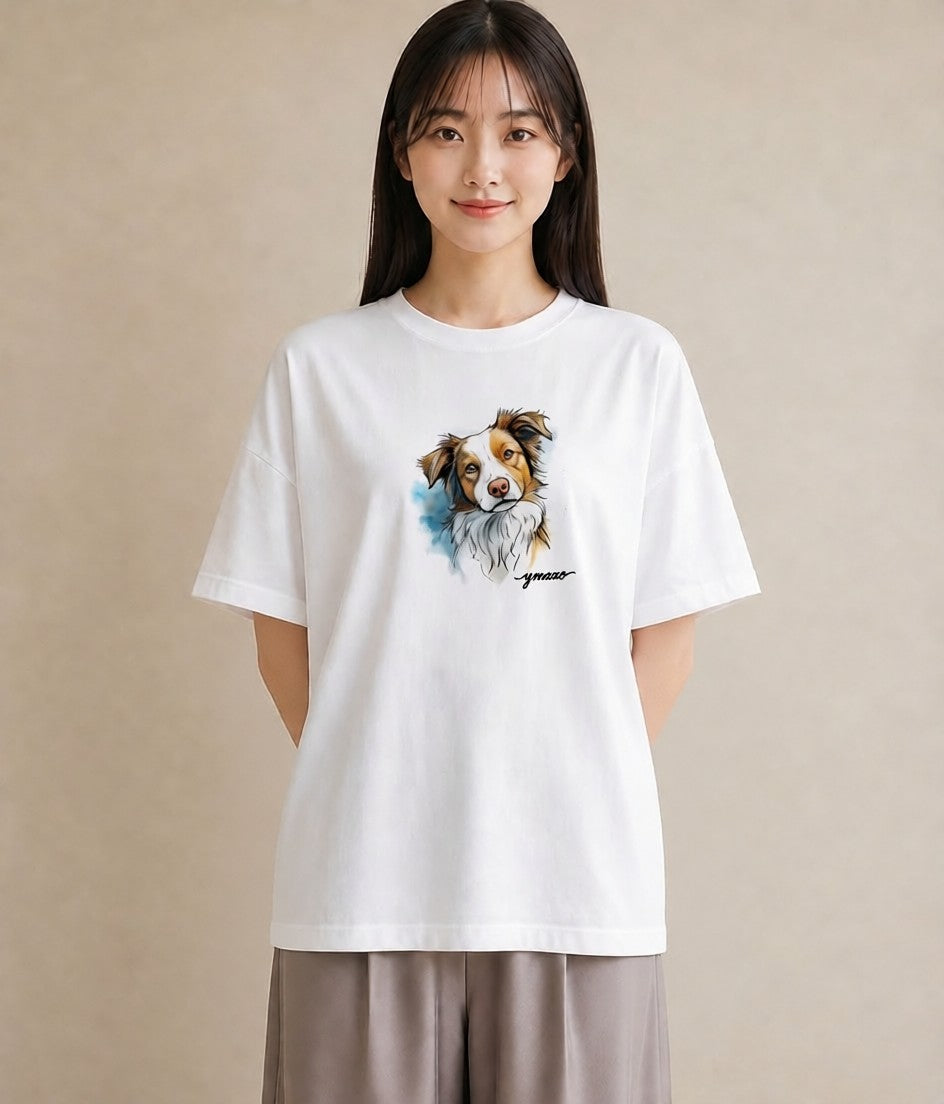 グラフィックTシャツ レディース 保護犬 犬 いぬ イラスト シンプル 通勤 在宅 白T YMAZO