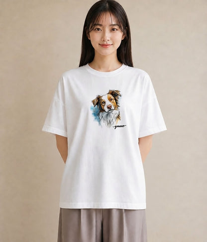 グラフィックTシャツ レディース 保護犬 犬 いぬ イラスト シンプル 通勤 在宅 白T YMAZO